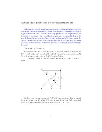 Asupra unei probleme de perpendicularitate