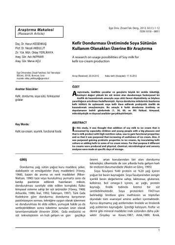 Kefir DondurmasÄ± Ãretiminde Soya SÃ¼tÃ¼nÃ¼n ... - Ege Ãniversitesi