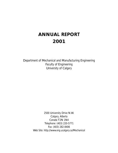2001 Annual Report - The Schulich School of Engineering ...