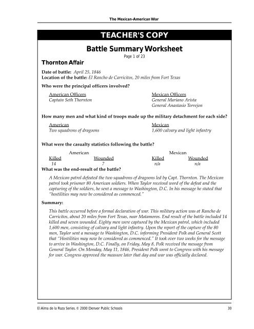 The Mexican American War PDF - Denver Public Schools