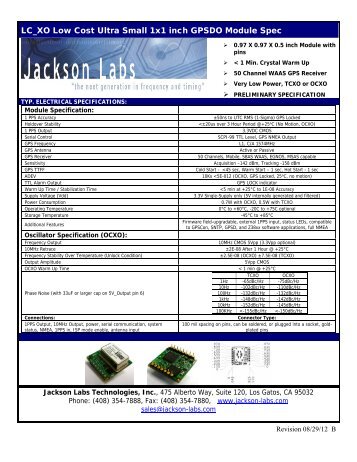 Specsheet - Jackson Labs Technologies, Inc.