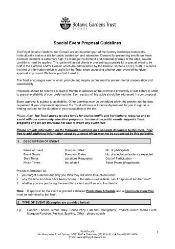 Special Event Proposal Guidelines