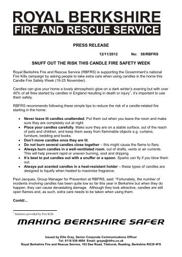 press release snuff out the risk this candle fire safety week