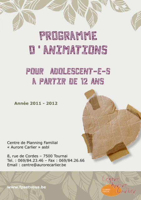 PROGRAMME D ' Animations - Visualis