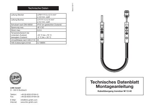 Technisches Datenblatt Montageanleitung - LINK GmbH