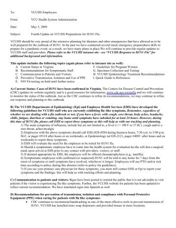To: VCUHS Employees From - Virginia Commonwealth University ...