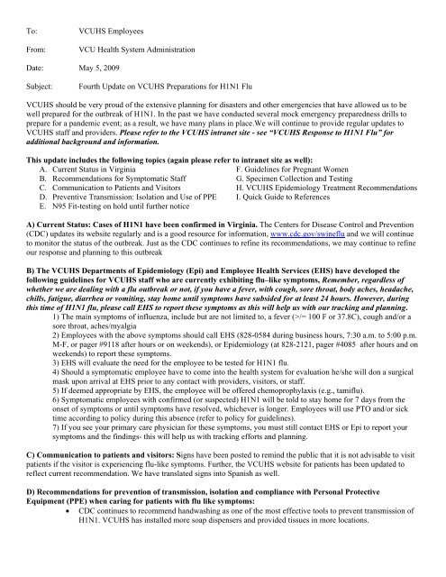 To: VCUHS Employees From - Virginia Commonwealth University ...