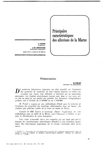 Principales caractÃ©ristiques des alluvions de la Marne