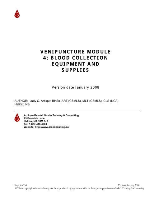 Venipuncture Module 4 Blood Collection Equipment And Supplies