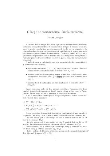 O lectie de combinatoricËa. Dubla numËarare - SSMR