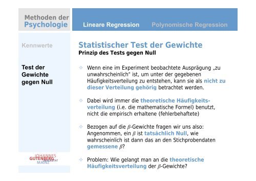 der multiplen Regression - Johannes Gutenberg-UniversitÃ¤t Mainz