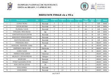 Rezultate ONM 2013 clasa 7 - SSMR