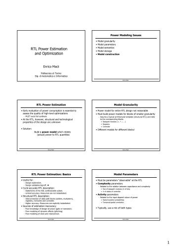 RTL Power Estimation and Optimization