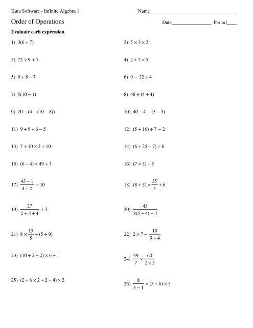 Order of Operations Practice 2