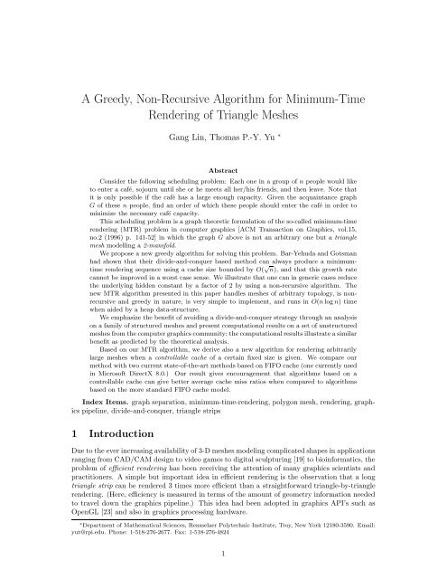 A Greedy, Non-Recursive Algorithm for Minimum-Time Rendering of ...