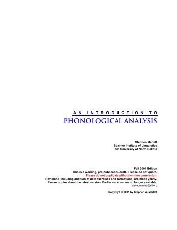 PHONOLOGICAL ANALYSIS - SIL International
