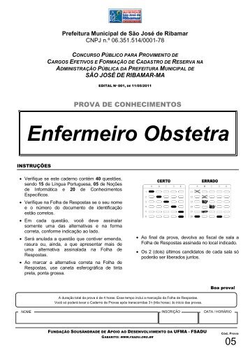 Enfermeiro Obstetra - FundaÃ§Ã£o SousÃ¢ndrade