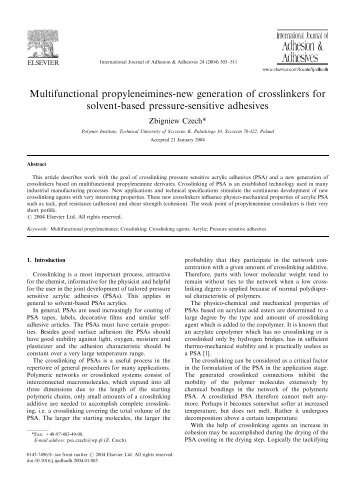 Multifunctional propyleneimines-new generation of crosslinkers for ...