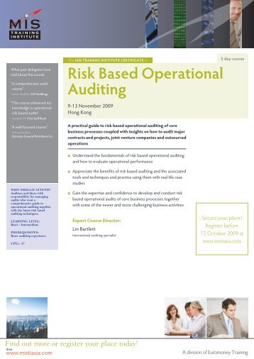 Risk Based Operational Auditing - MIS Training - Asia
