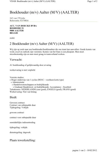 Boekhouder (m/v) Aalter (M/V) (AALTER)