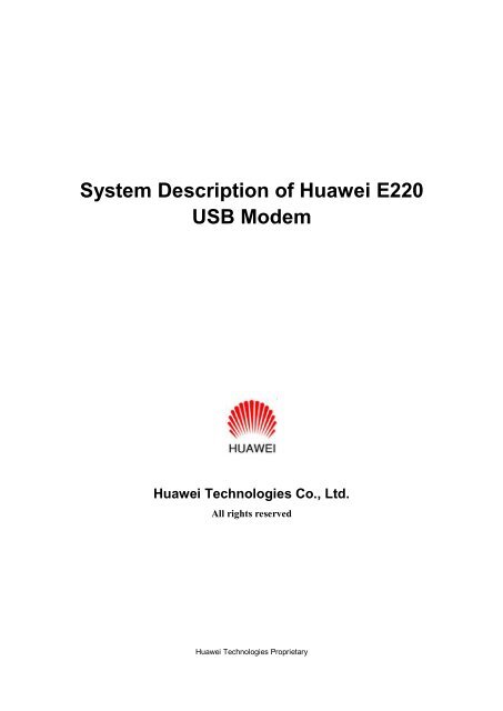 System description of HUAWEI E220 USB Modem