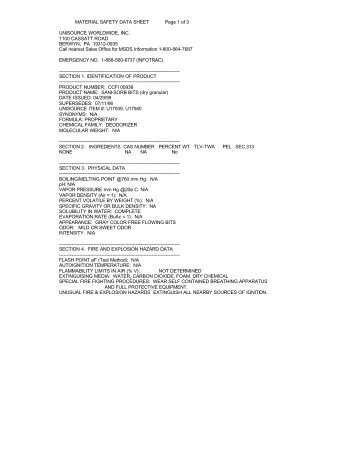 MATERIAL SAFETY DATA SHEET Page 1 of 3 UNISOURCE ...