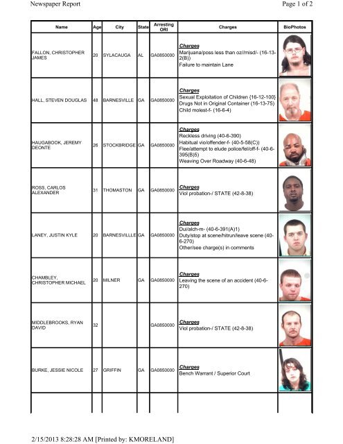 Arrest Report Appears Here Barnesville Georgia News Barnesville