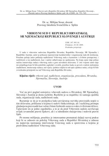 vrhovni sud u republici hrvatskoj, sr njemaÄkoj republici sloveniji i ...