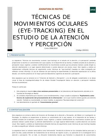 (eye-tracking) en el estudio de la atenciÃ³n y percepciÃ³n - UNED