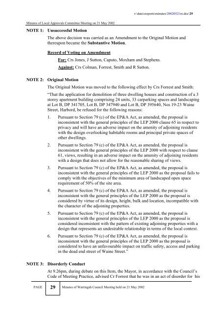 minutes of a meeting of warringah council held on tuesday, 21 may ...