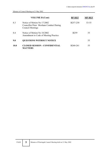 minutes of a meeting of warringah council held on tuesday, 21 may ...