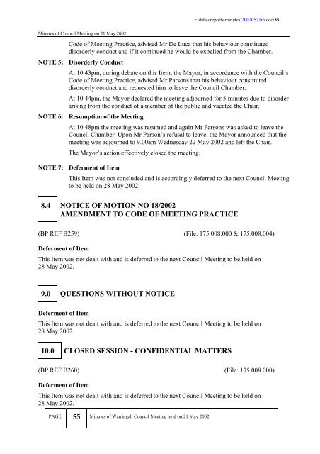 minutes of a meeting of warringah council held on tuesday, 21 may ...