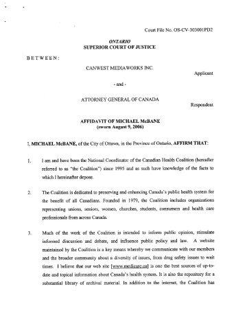 Affidavit for Michael McBane - Canadian Union of Public Employees