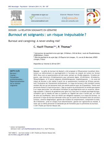 Burnout et soignants - Centre hospitalier Esquirol