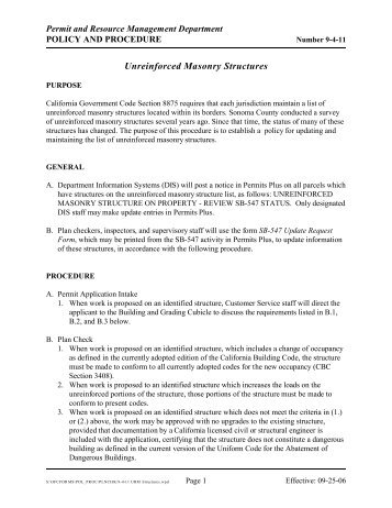 Unreinforced Masonry Structures - Sonoma County