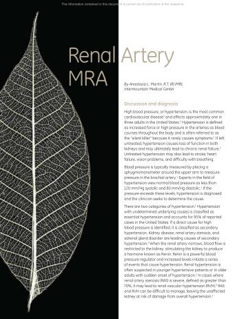 Renal Artery MRA - GE Healthcare