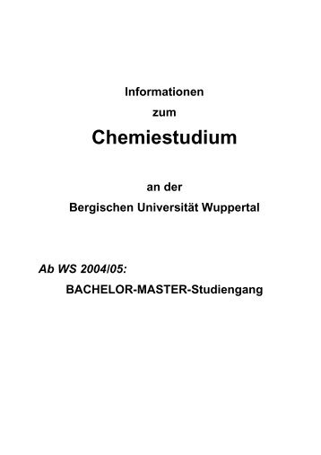 Chemiestudium - Bergische UniversitÃ¤t Wuppertal