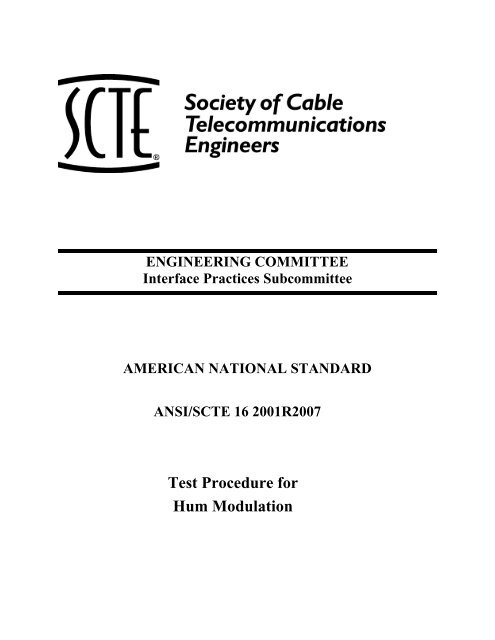 ANSI/SCTE 16 2001R2007