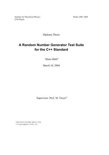 A Random Number Generator Test Suite for the C++ ... - RiskLab