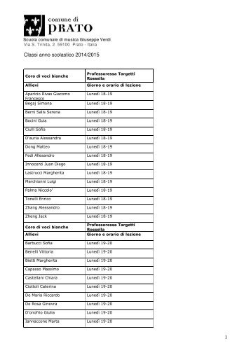 Classi anno scolastico 2010/2011 â 16 settembre ... - Comune di Prato