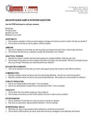 BEHAVIOR BASED SAMPLE INTERVIEW QUESTIONS