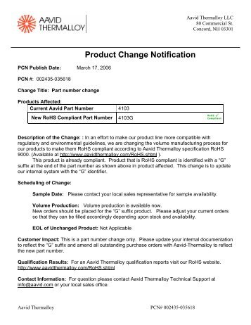 Product Change Notification