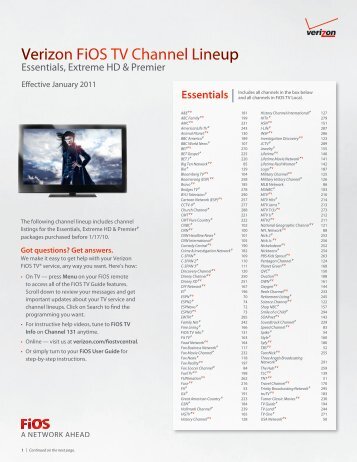 Verizon Fios Custom TV Home And Family Channel Lineup