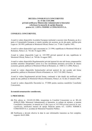 Raport privind - Reteaua Nationala de Ajutor de Stat
