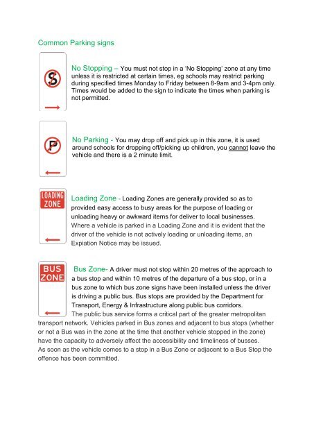 Please Click Here For A List Of Common Parking Signs Please Click Here For A List Of Common Parking Signs