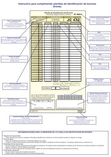 Instructivo y modelo para cumplimentar planillas - Senasa