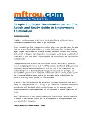 Sample Employee Termination Letter - Management for the Rest of Us