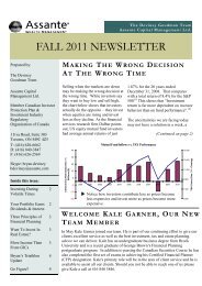 FALL 2011 NEWSLETTER - Assante Wealth Management