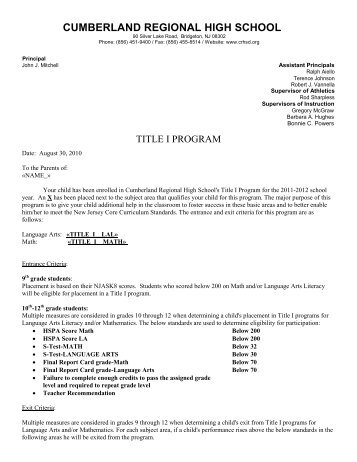 Title I Parent Letter 11-12.pdf - Cumberland Regional High School