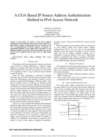 A CGA Based IP Source Address Authentication Method in IPv6 ...